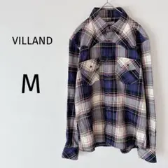 VILLAND チェック柄シャツ ネルシャツ 長袖 メンズ カジュアル M