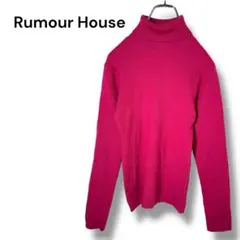 ルマーハウス　ウール100％　リブタートルニット　フューシャピンク Lサイズ