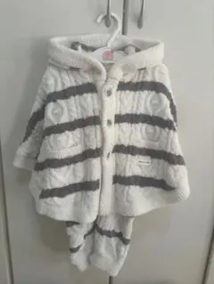 ジェラートピケ ベビーパジャマ ベビーポンチョ フリース ホワイトグレー