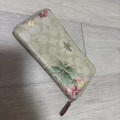 Coach 花柄 長財布 ベージュ