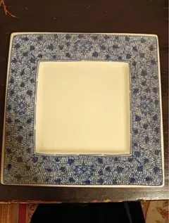 べ）陶器製 和風角皿 桔梗 花柄 大皿 プレート ビンテージ 古道具 べ）陶器製 和風角皿 桔梗 花柄 大皿 プレート ビンテージ 古道具