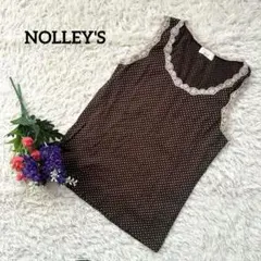 NOLLEY'S 諾莉絲【圓點圖案】【荷葉邊】棕色細肩帶背心 M 碼