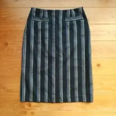 上質INEDイネド ウールストライプ タイトスカート イタリア製日本製 冬