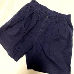 シャリーフ　コットン　ショートパンツ　ツータック　ネイビーのサムネイル