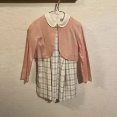 カーディガン付きチェック柄ドレス