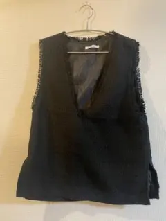 DISCOAT 黒 Vネック ノースリーブ ベスト