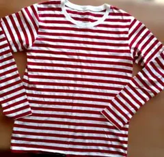 無印良品⭐️赤と白のストライプ 長袖Tシャツサイズ150cm