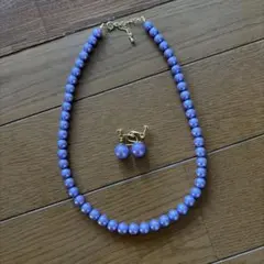 パープルパールネックレス イヤリングセット