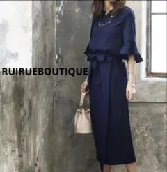 フレアスリーブトップス＆ラップスカート2点セットアップ　結婚式パーティードレス