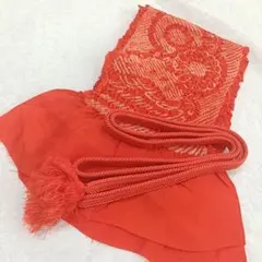 F2 帯揚げ 帯締め セット しぼり 赤