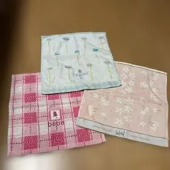 タオルハンカチ 3枚セット 花柄 チェック