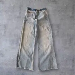 ZARA ザラ 裾スリット フリンジ ワイド デニムパンツ EUR32 XS相当のサムネイル