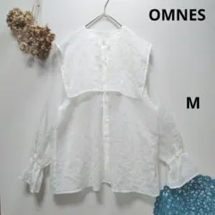 OMNES オムネス　シアーストライプビッグカラー長袖ブラウス　Ｍのサムネイル