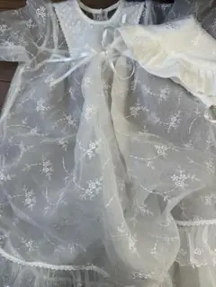 【美品】ミキハウス　ベビードレス　帽子2点セット