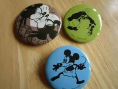 Disney ミッキーマウス 缶バッジ 3点セット レトロデザイン