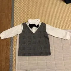 ベビー服 チェック柄ベストとパンツセット