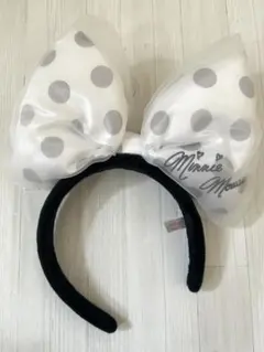 ミニー・マウス 水玉リボンカチューシャ　白　ホワイト