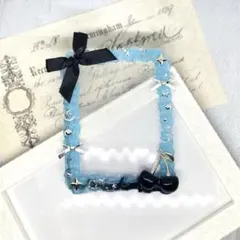 トレカケース　トレカキーホルダー　ホイップデコ　B8 黒　水色　ブルー　推し活