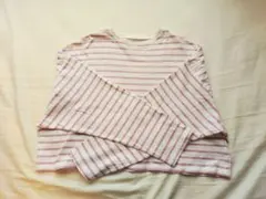 【moment+】ボーダークロップド長袖Tシャツ Fサイズ ピンク