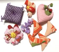 ❤︎⑦吊るし飾り6点❤︎ひな祭り❤︎正絹、化繊❤︎ハンドメイド