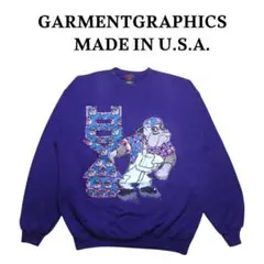90s USA製 ブルドックビッグプリントスウェット パープル 紫