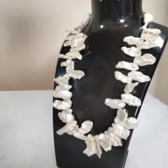 c63 超美品　淡水パール　本真珠　ネックレス　大粒　バロック　一点物