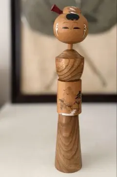 【詩的造形・大型25cm】創作こけし 風景文様入り 昭和レトロ 希少作品