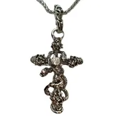 十字架　クロス　スカル　ドクロ　骸骨　ガイコツ　がいこつ　蛇　ネックレス　②