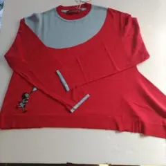 タグ付き　アルベロベロ　　赤いサマーセーター 女の子刺繍付きのサムネイル