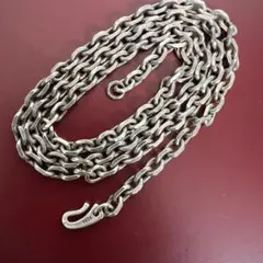 燻しシルバー925風 細角 太角 チェーンネックレス 50cm フックタイプ