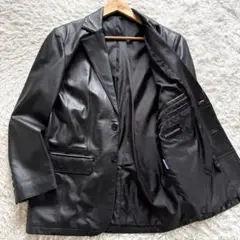 極美品　BLACK LEDER ラムレザー　テーラードジャケット　ブラック　M