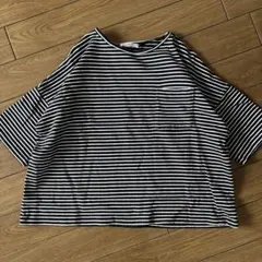 SUN VALLEYサンバレーボーダー柄カットソーTシャツ黒×白　オーバーサイズのサムネイル