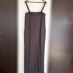 ダークグレー ストライプ サロペット