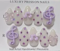 ネイルチップ 平成女児 y2k 音符 星 リボン ゆめかわ 紫色 ウィッシュコア