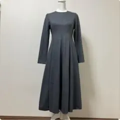 【お値下げ美品】ユナイテッドアローズグレー 長袖 ロングワンピース　フレアライン