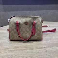 【美品】COACH 2way ショルダーバッグ シグネチャーPVC ブラウン