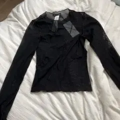 ZARA ブラック メッシュ 長袖 Tシャツ M