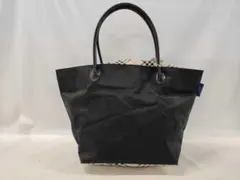 【大容量】バーバリーブルーレーベル 舟形 ナイロントート 黒