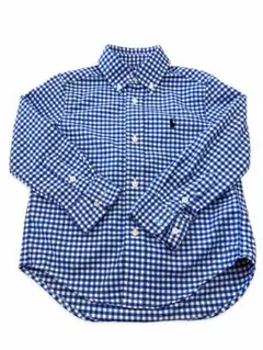 POLO ラルフローレン 3T 100 長袖シャツ ギンガムチェック 青 白