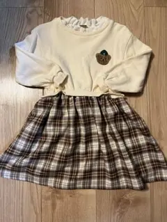 プティマイン くま刺繍ワンピース 110㎝