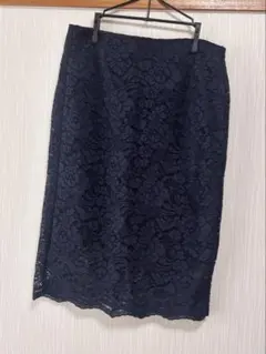 GU ネイビー レースタイトスカート