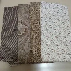 ブラウン系プリント生地4種セット