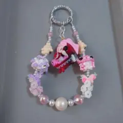 キャラクター付きストラップ ピンク系