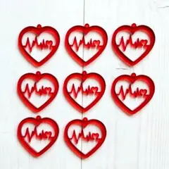 ハート型　心電図　プラパーツ　8個セット