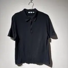UNIQLO U ブラック ポロシャツ Lサイズ　ニットポロ　古着
