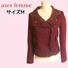 axes femme ベロア調 ライダース風 フリルジャケット 刺繍 Mサイズのサムネイル