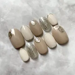 【現品】No.123 ネイルチップ　冬ネイル　ニュアンスネイル　シンプル