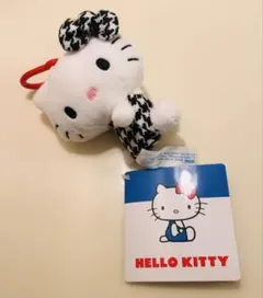 サンリオ ハローキティ カラビナ付マスコット ぬいぐるみ 千鳥格子柄
