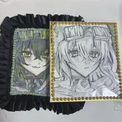オリジナル手描きイラスト2枚 1点もの 色紙