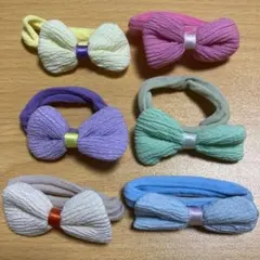 リボン型ヘアゴム6個セット